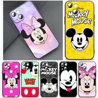 disney lovely minnie mickey mouse phone case for iphone 11 12 13 mini 14 pro max 11 pro max x xr plus 7 8 se silicone cover