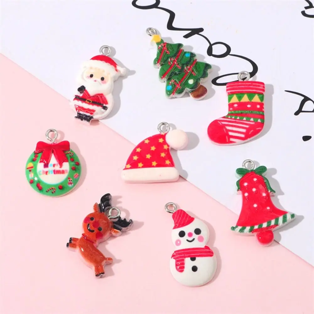 

Resin Christmas Pendant Cartoon Santa Clause Multicolor Handmade Beading Snowman Deer Jewelry Making Xmas Ornament Universal