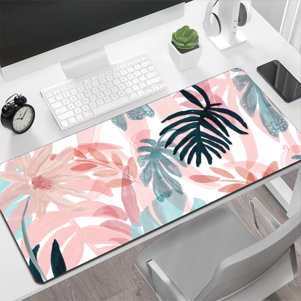 Большой коврик для мыши с летними пальмовыми листьями игровой компьютерный