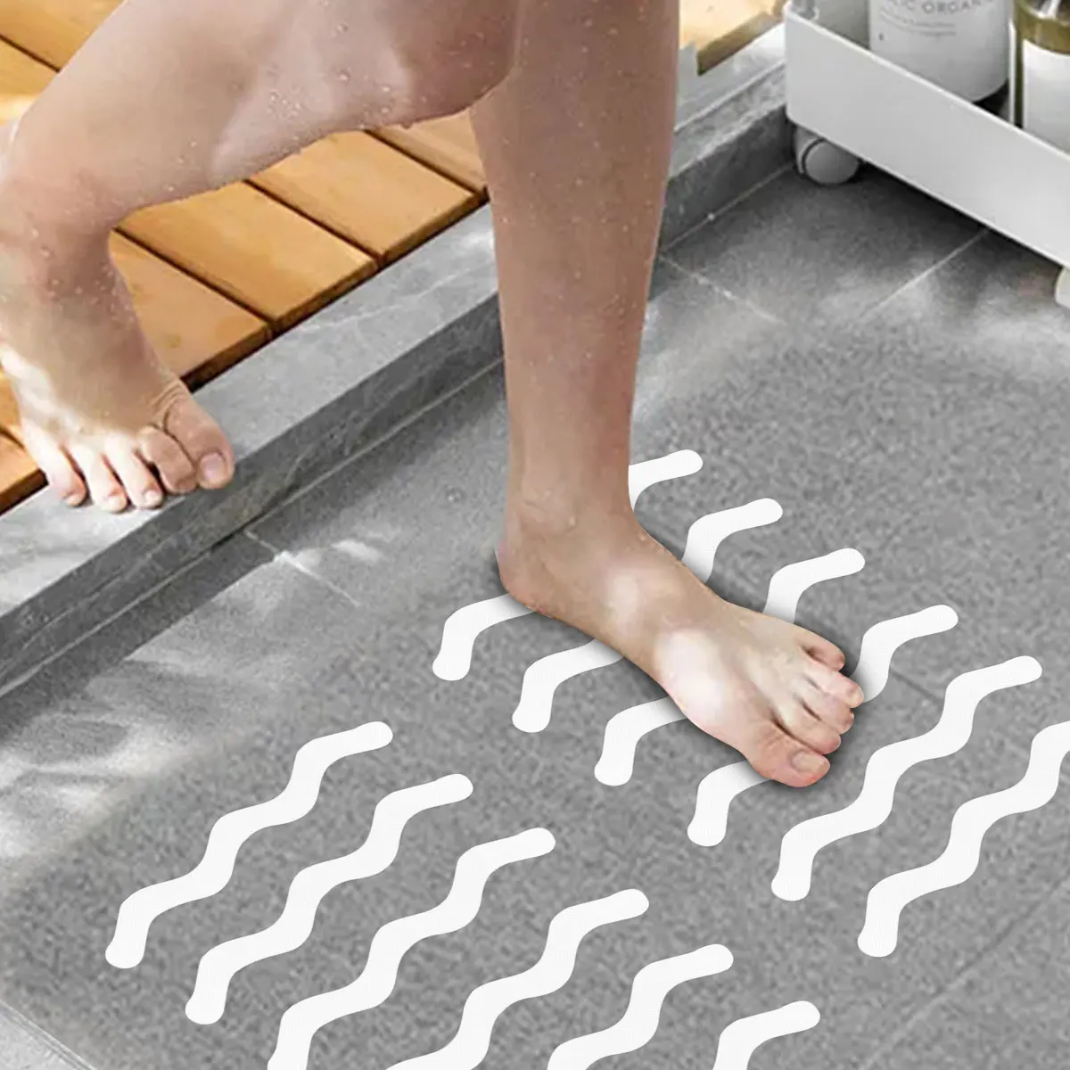 

Hot Selling White Shower room Anti-slip Stickers Bathtub Stairs Anti-slip Strip PEVA Tape 24 Pcs