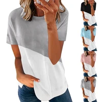new arrivals womens summer clothing color matching short sleeved round neck t shirt women