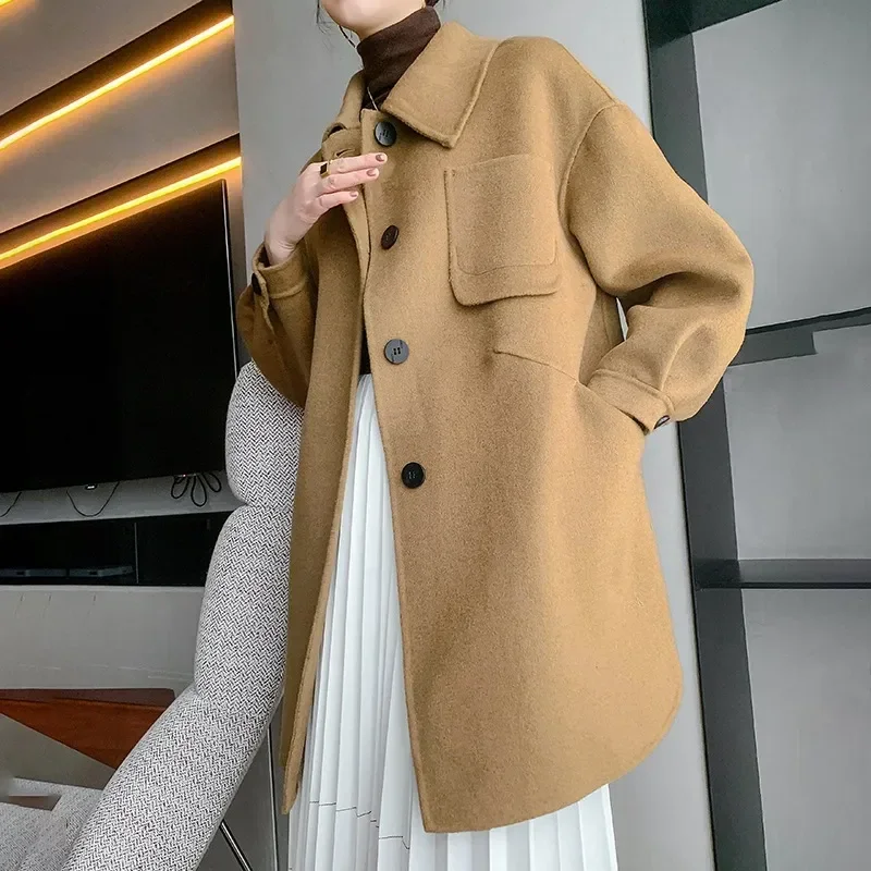 

Fragrant Wind Double sided Woolen Coat Women's Autumn/Winter Single broken Small Woolen Coat S M L