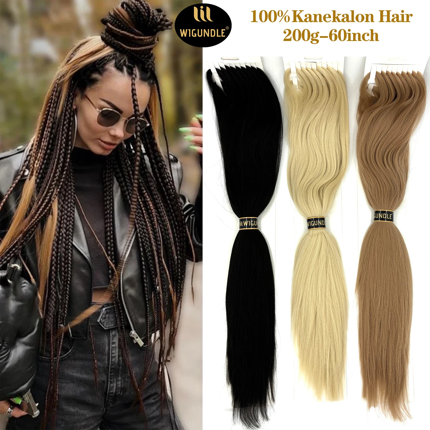 Wigundle изысканные 60 дюймов канекалон синтетические предварительно растянутые Yaki