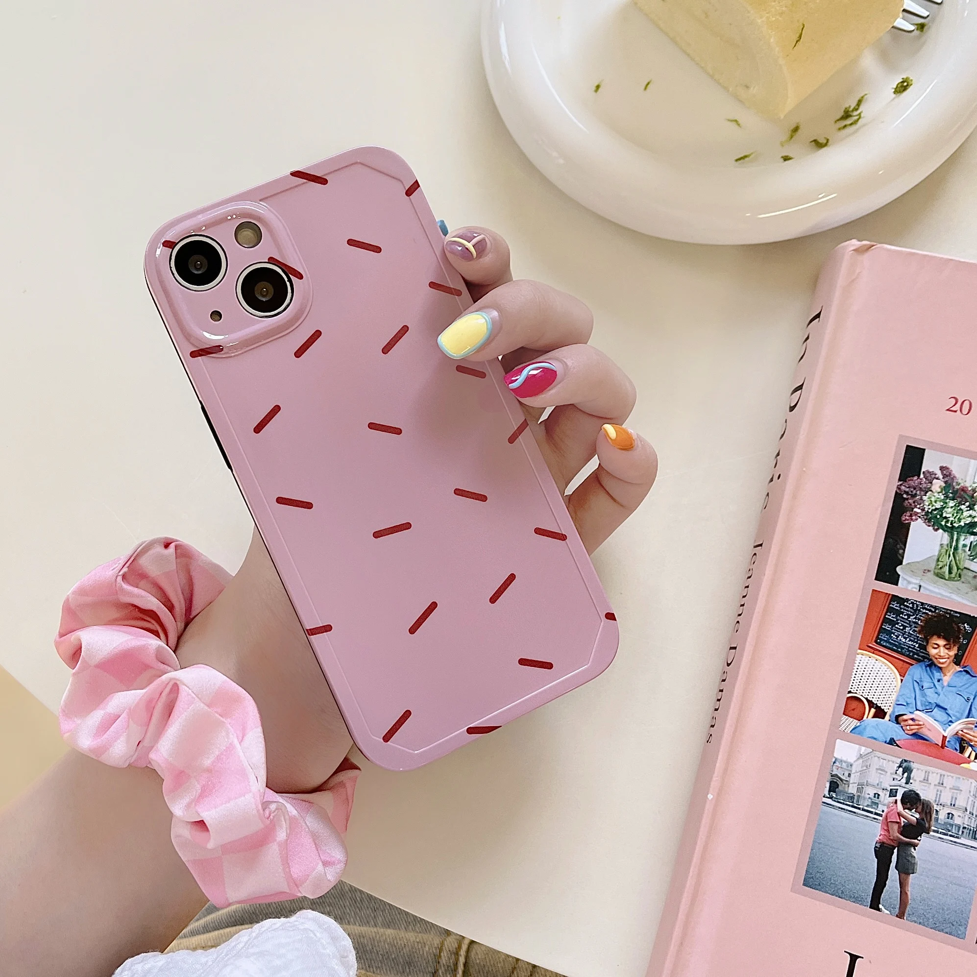 

Simple Pink small strip Phone Cases For Iphone 7 8 Plus 11 12 13 Pro Max XR X XSMAX XS 8Plus 13Pro Cover Soft Fundas
