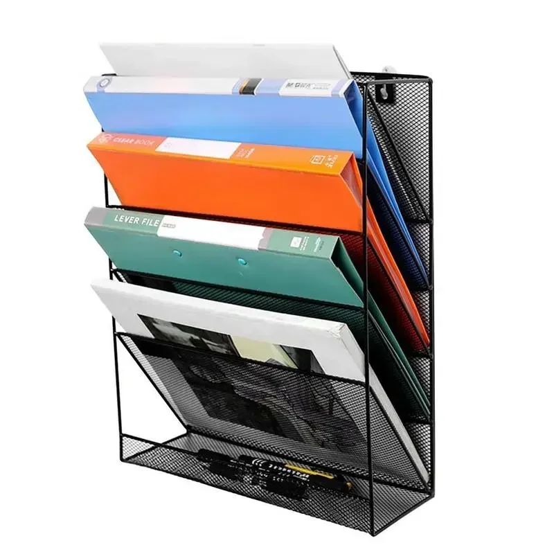 

Folder Mesh Mount Five Rack Vertical Office Pockets Organized Hanging Documents File Wall Mesh Rack Holder Wall Holder Wall