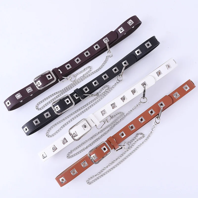 

Стильная женская цепочка, модные квадратные бусы, пуговицы, полые украшения, джинсы, женские повседневные джинсы