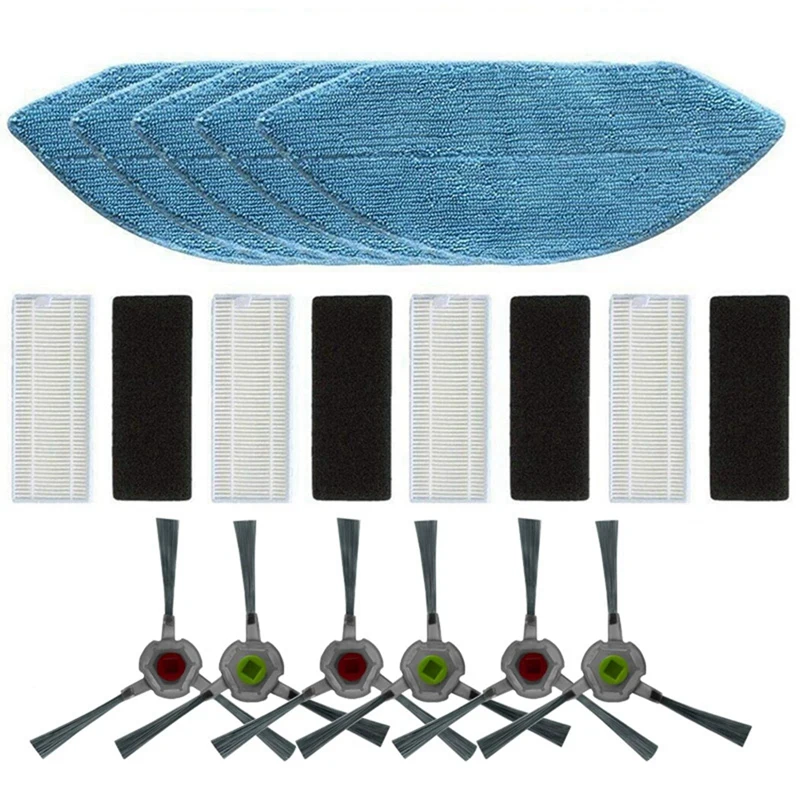 

Сменный Набор аксессуаров для роботов-пылесосов Ecovacs Deebot U2 DGN22, 6 боковых щеток, 5 швабр, 4 фильтра