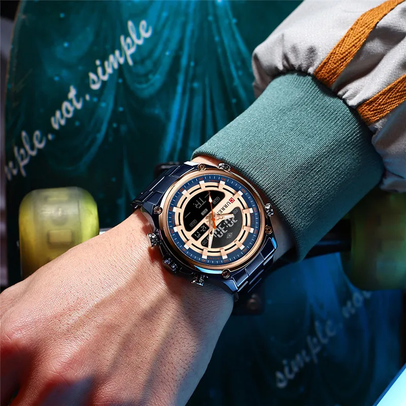 Спортивные мужские часы CURREN Роскошные военные деловые синие кварцевые цифровые