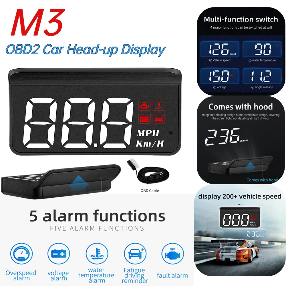 M3 Auto OBD2 GPS Head-Up Display Цифровая электроника HUD Проектор Автомобильный спидометр