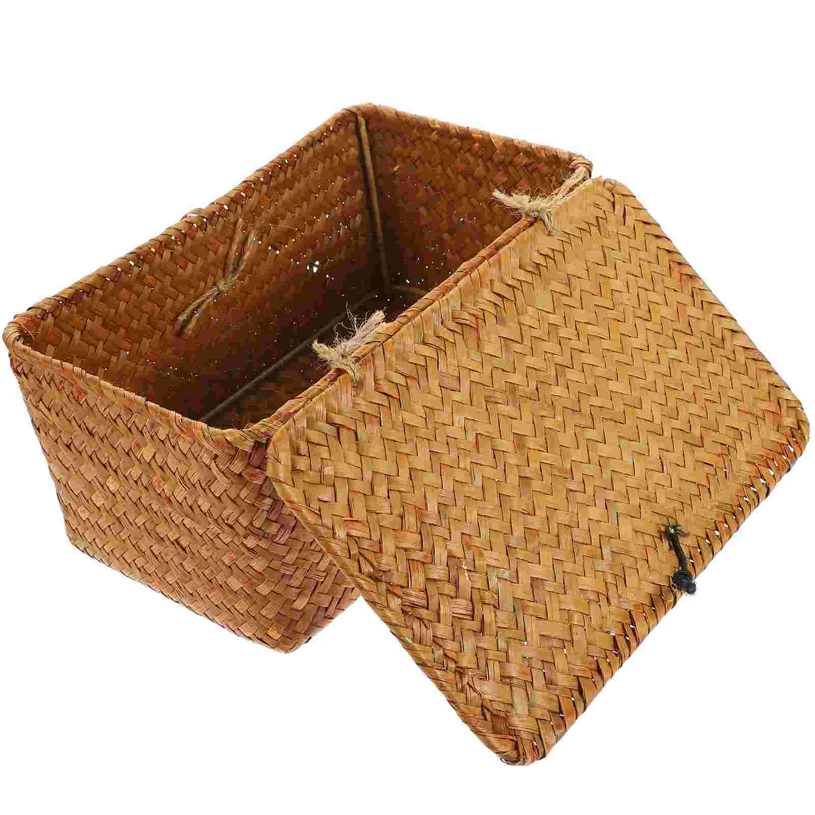 

Woven Storage Box Seagrass Case Handmade Basket Housewarming Gift Seaweed Baskets Lids Tray Wicker