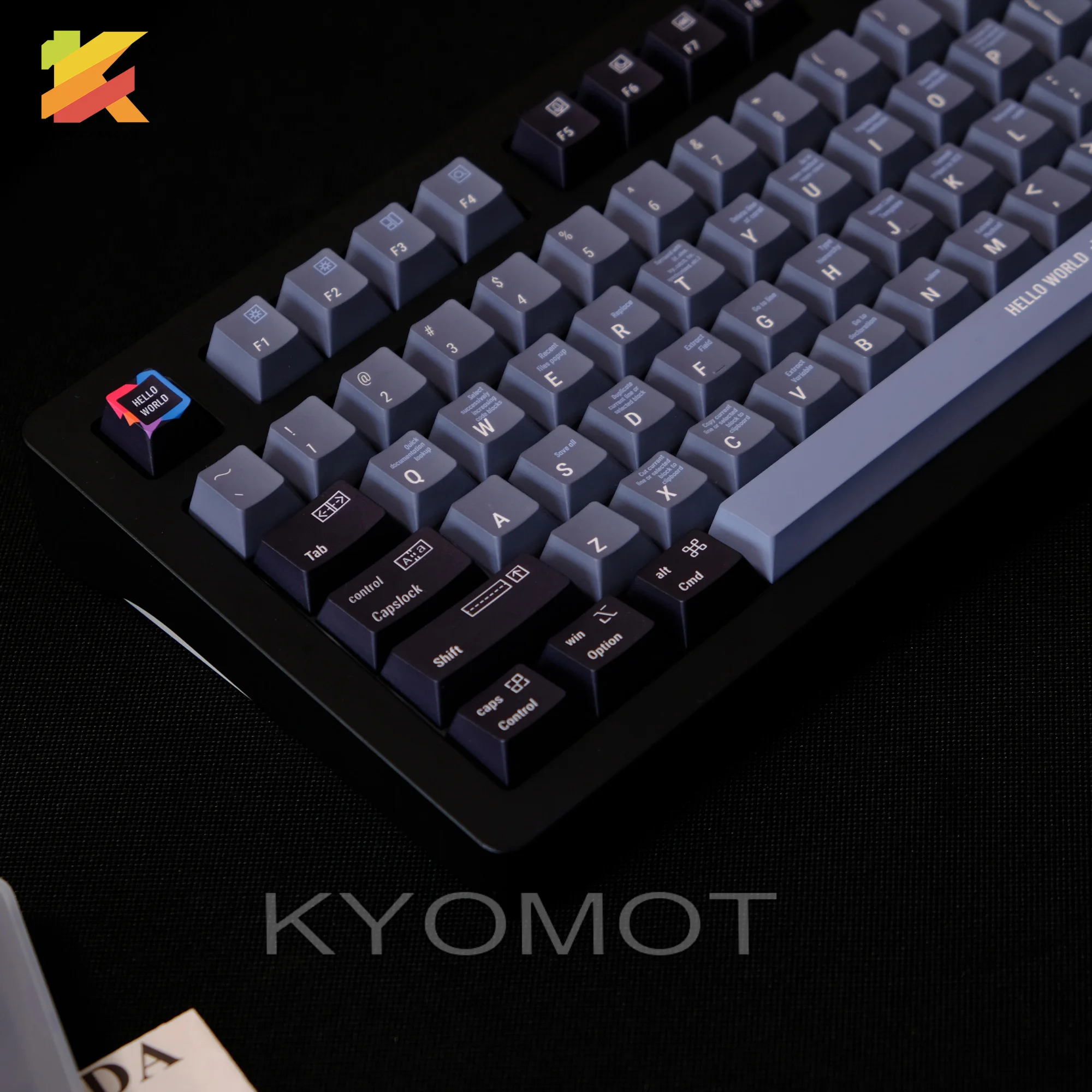 KYOMOT 150-клавиш, черные колпачки для клавиш с темой программиста из ПБТ, колпачки для клавиш Cherry Profile Dye Sub Keycap для игровых MX Switch, колпачки для механической клавиатуры (art.: 3920cb8367283) - 3920cb8367283