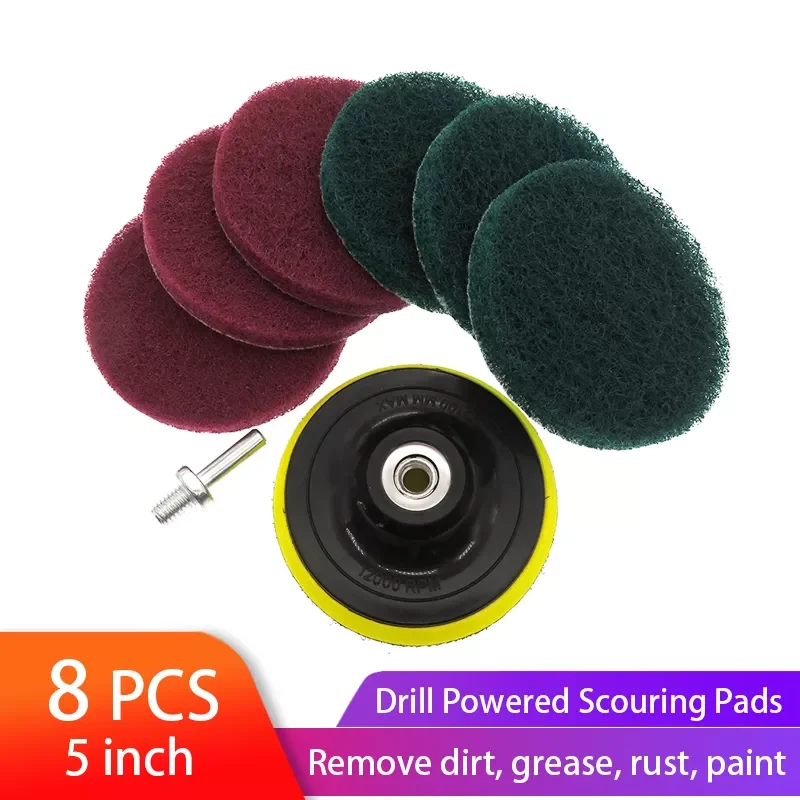 

8 шт., 5-дюймовые мочалки для дрели с крючком и петлей