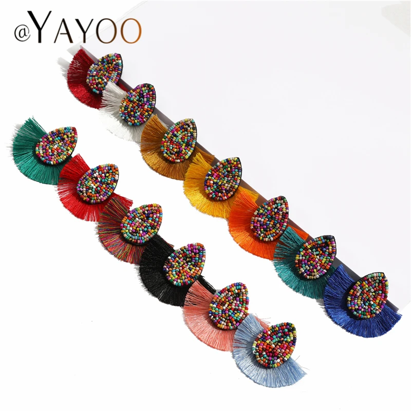 

Tassel Earrings for Women Fashion Colorful Beaded Wedding Big Statement Earrings Female 2022 Fringe Hanging Earings Jewelry