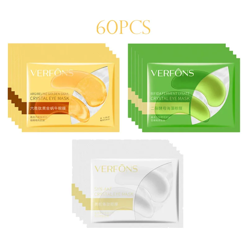 

60pcs Snail Gold Crystal Eye Mask Anti-wrinkle Eyes Gel Masks Moisturizing Eye Patches Anti Dark Circle Anti-aging Eyes Care