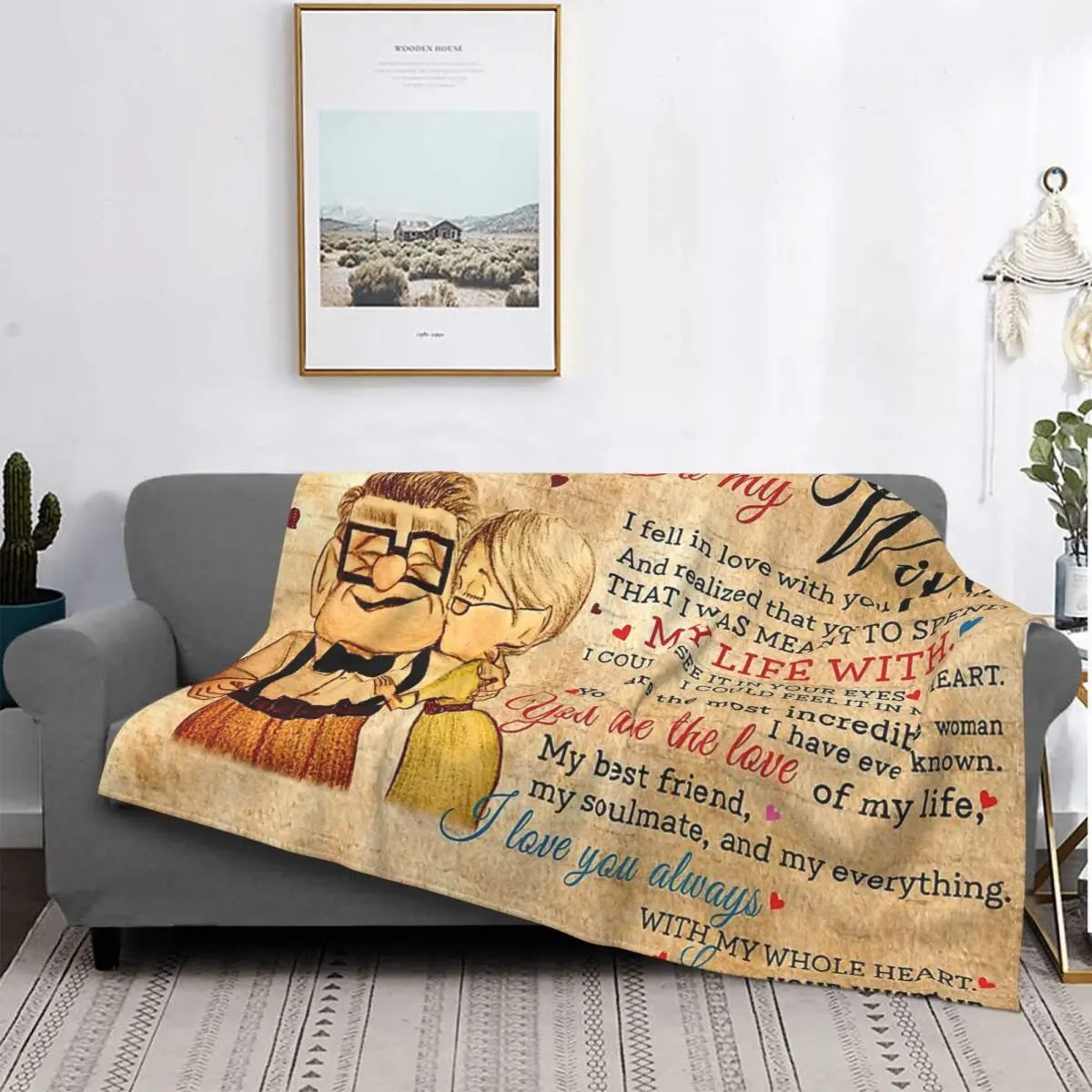 

Одеяло, Фланелевое украшение, Карл и Элли для моей жены, я люблю тебя, всегда с моим сердцем, переносное домашнее покрывало