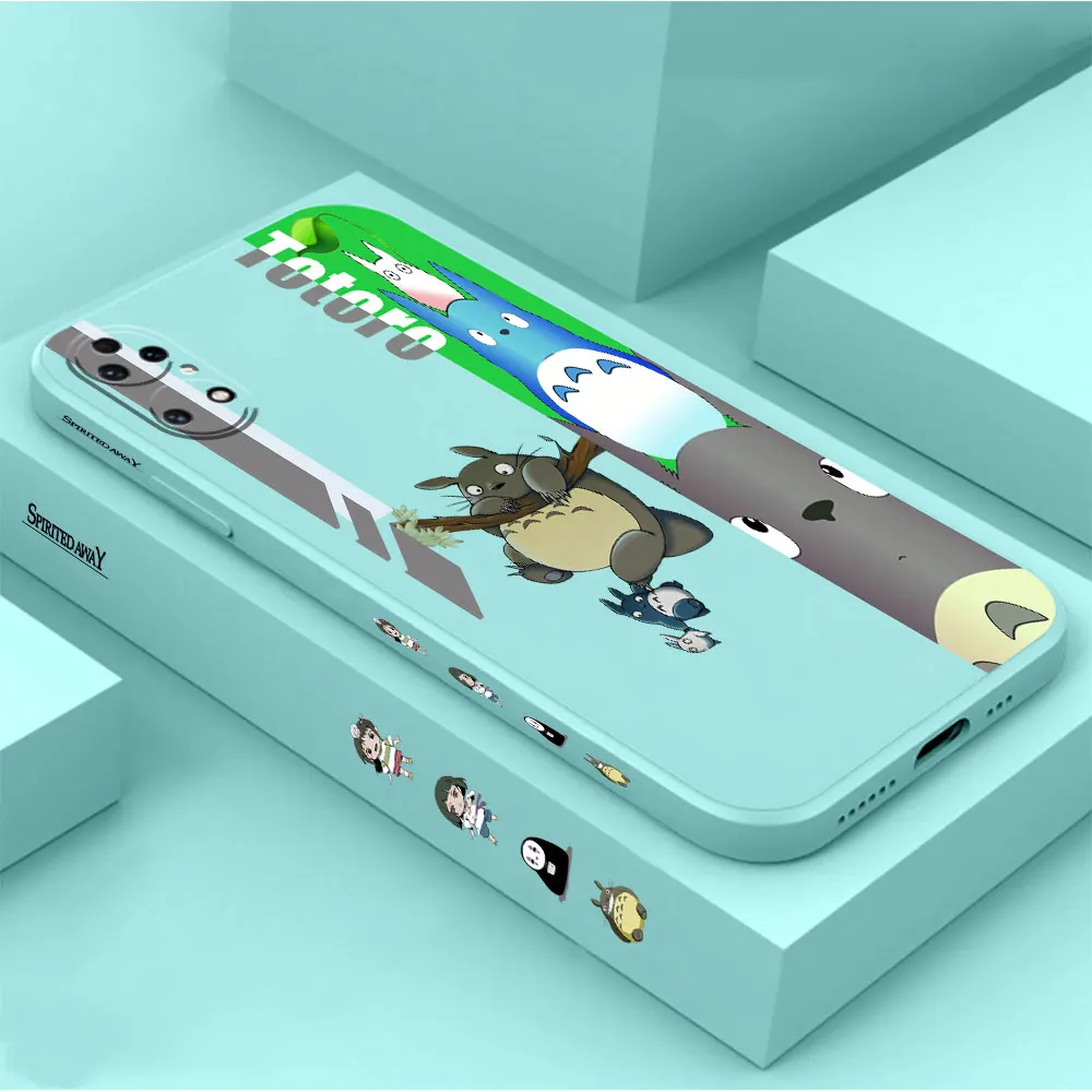 Spirited Away Cute Totoro Phone Case For Huawei P60 P50 P40 P30 P20 Mate 50 40 30 20 20X 10 Colour Liquid Silicone Cover Funda