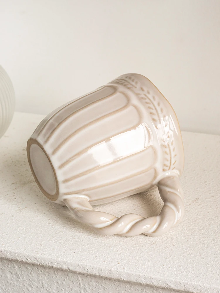 350 мл керамическая кружка жареное тесто круглая ручка винтажная для белого кофе