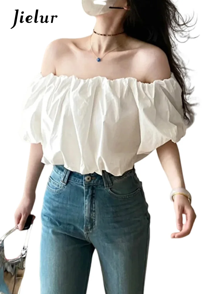 Летняя новая милая женская блузка Повседневная Свободная тонкая белая модная