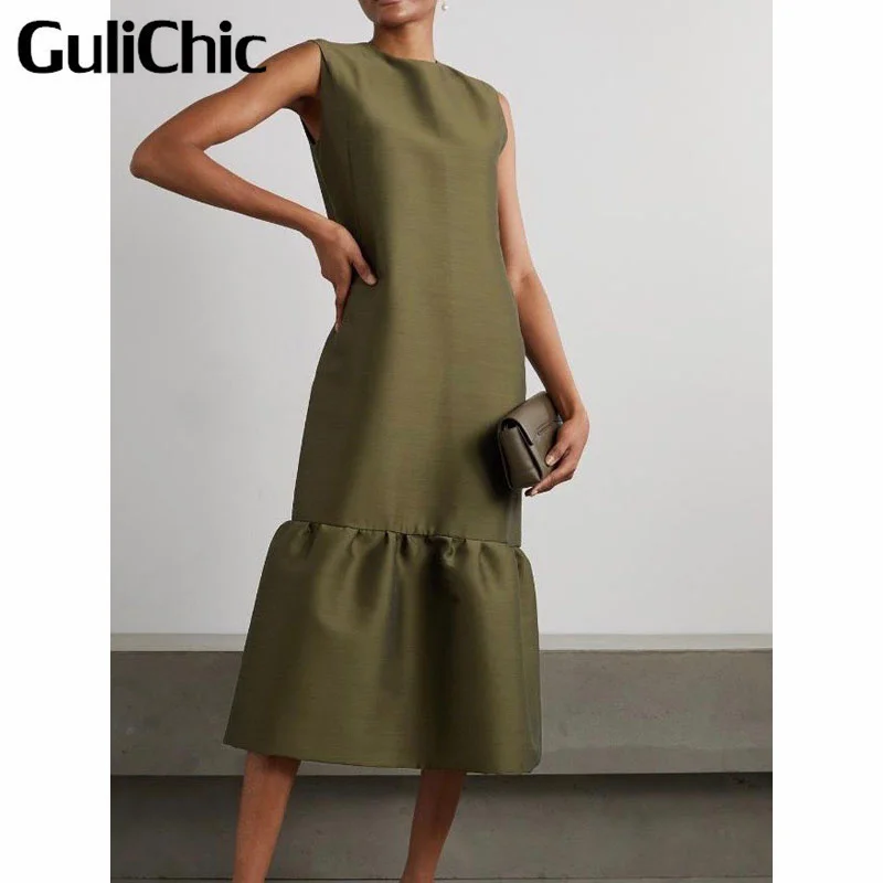 

Женское платье с круглым вырезом, молнией на спине, без рукавов