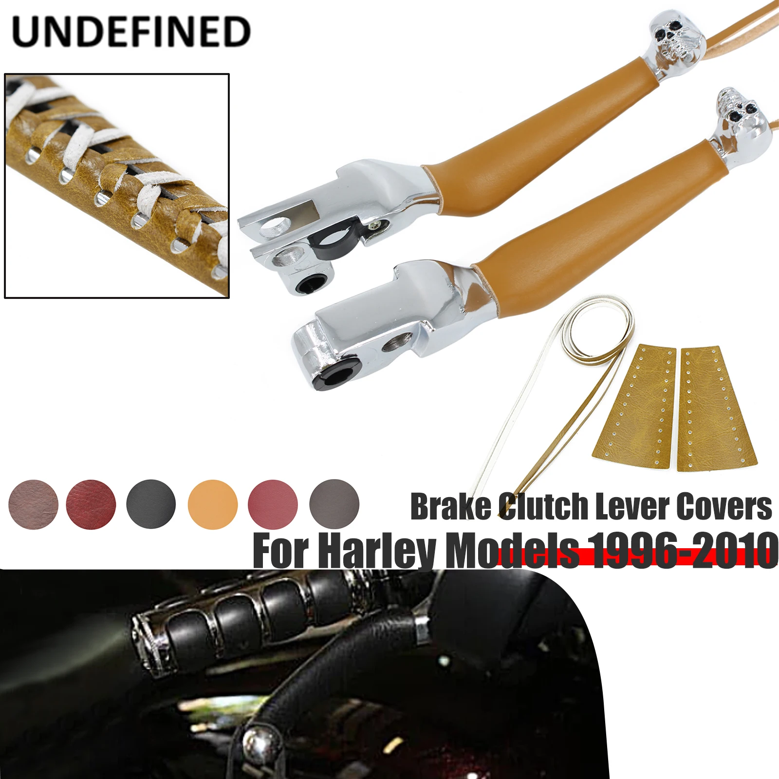 

Brake Clutch Levers w/ PU Leather Lever Covers Motorcycle For Harley Davidson XL Sportster 883 AND 1200 1996-2003 Softail 96-10