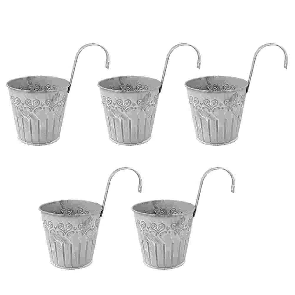 

5pcs Hanging Basket Flowers Holders Balcony Garden Planter Metal Hanger Planter 14cm