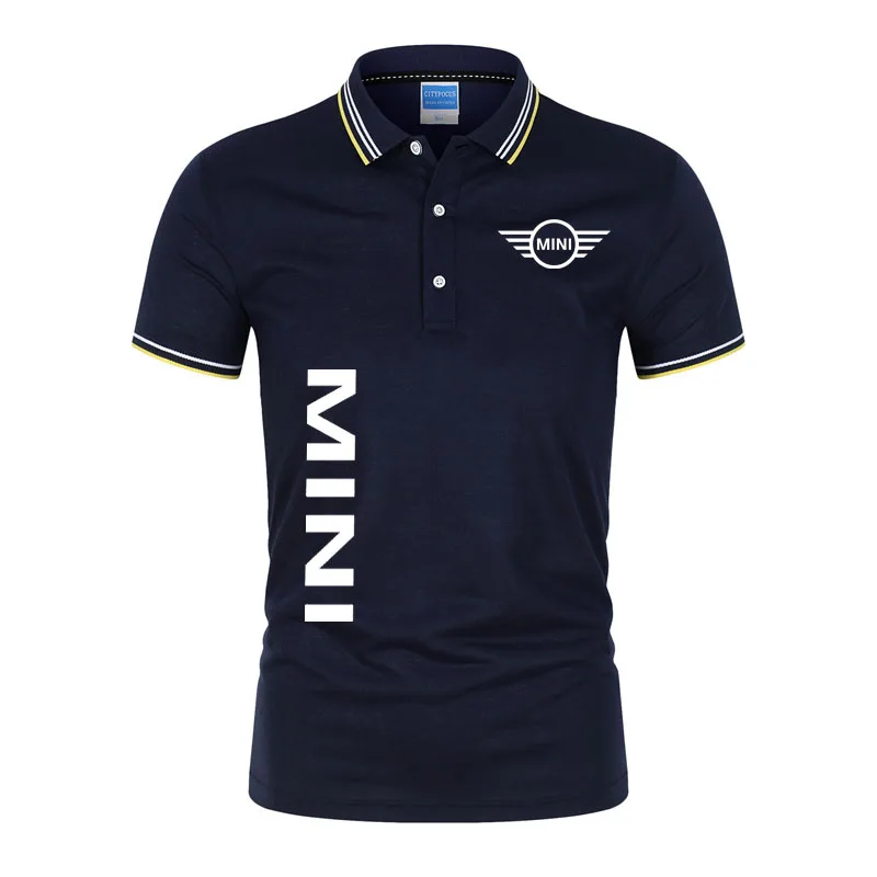 

Fitness Jogging Solid Color Men's Lapel T-Shirt Polo Shirt Mini car logo print Fashion 100% Cotton Breathable Short Sleeve