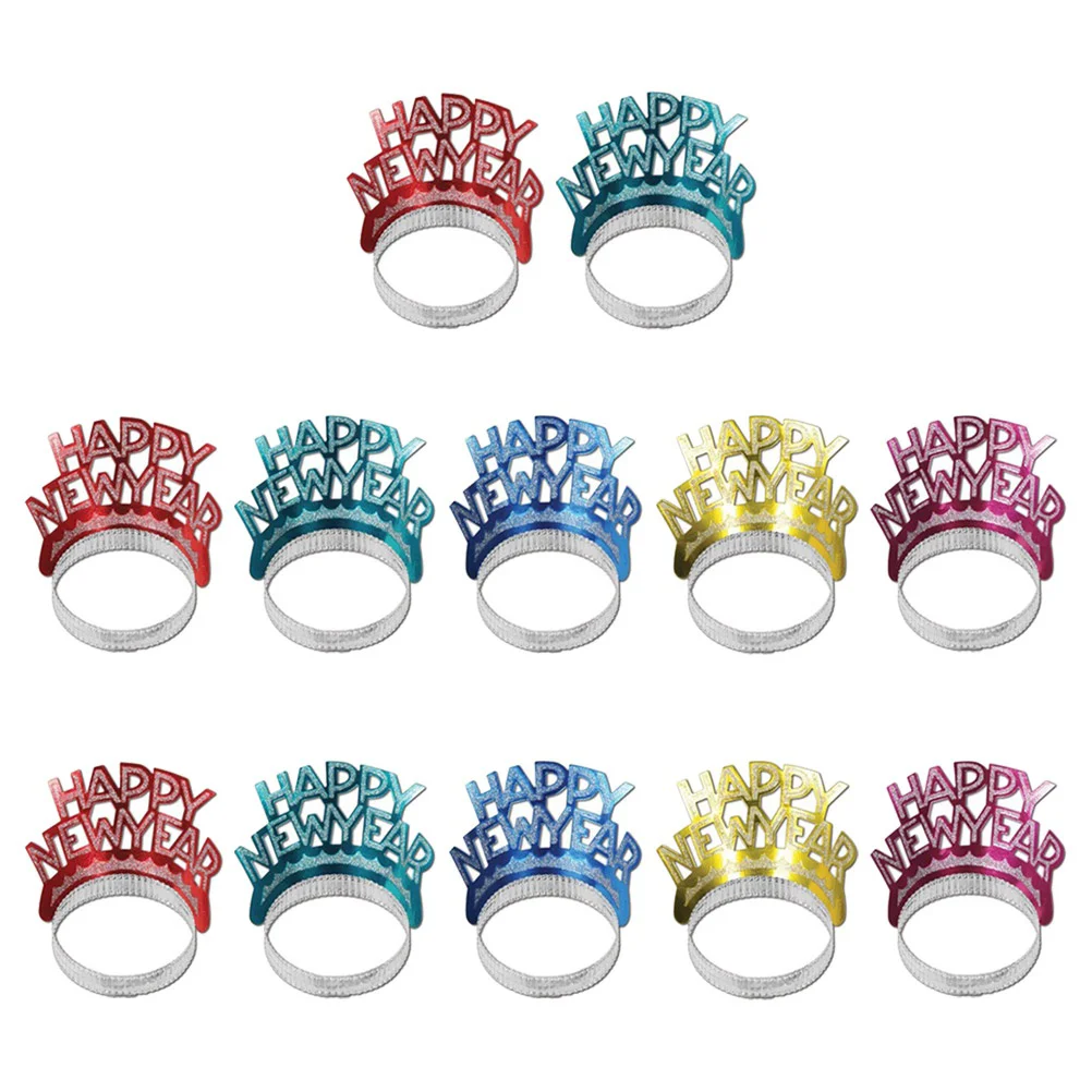 

12PCS Sparkling Tiaras Paper Glitter HAPPY NEW YEAR Hair for Party Favor Accessory Costume