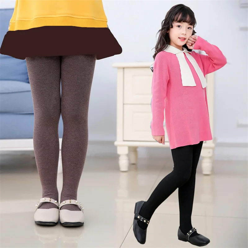 

Children Tights For Girls Kid's Solid Color Pantyhose Child Stockings Ballet Warm Cotton Combing Lined Tights Kids Autumn Winter