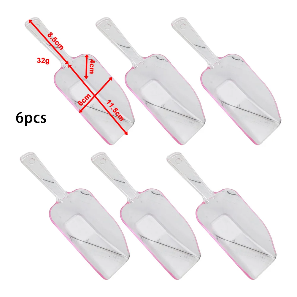 

6pcs Plastic Ice Scoops Transparant IceShovel For Candy DessertGrain Birthday Wedding Party Supplies Kitchen Accessoriess