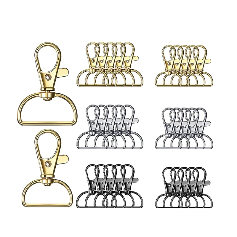 

30 Pcs Swivel Clasps Lanyard Snap Hooks 3 Colors Keychain Clip Hooks Lobster Claw Clasps Metal Hook Clasps With 2 Sizes