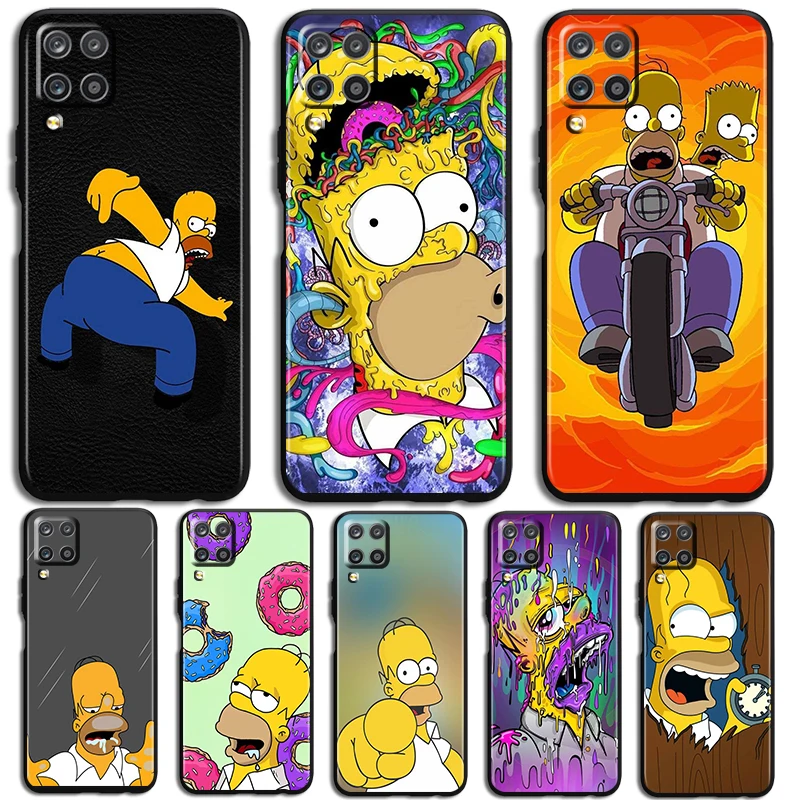 The Simpsons Animation Phone Case For Samsung Galaxy A73 A72 A71 A70 A53 A52 A51 A50 A42 A41 A40 A33 A32 A31 A30 A30S Black Back