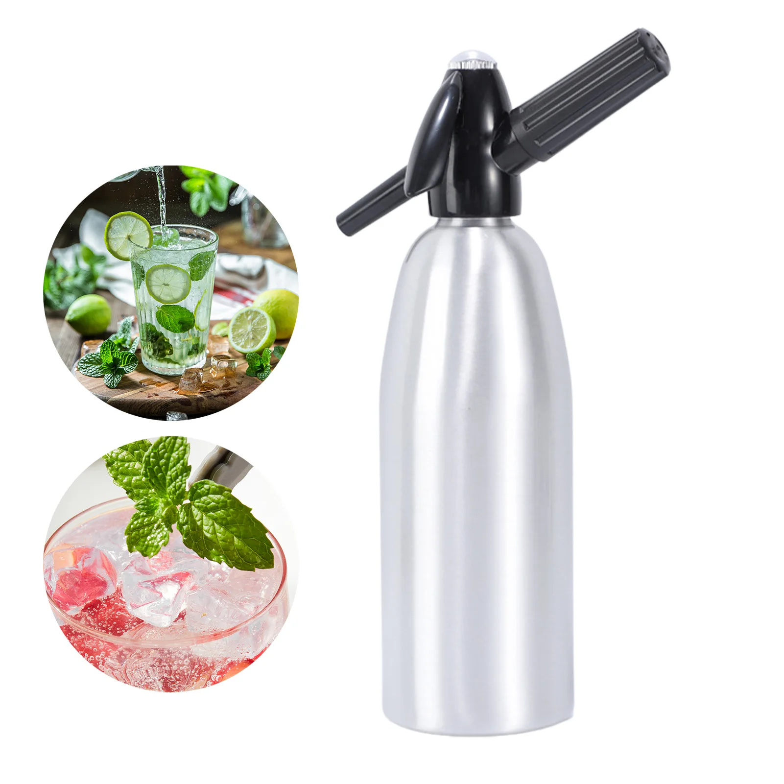 

1L Aluminum Professional Soda Water Bubble Siphon Sparkle Maker Accessories Kitchen Bar Dispenser Cocktail Processing Gun Tools