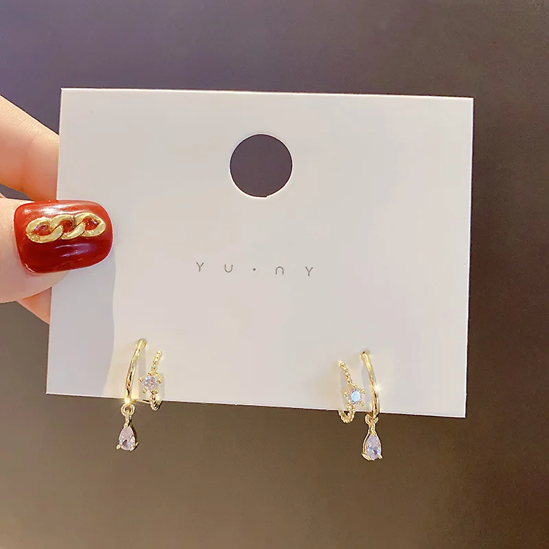 

KOUDOUN New Fashion Wild Trend C Shaped Earring Pendant Simple Temperament Inlaid Women's Earrings Party Jewelry Gifts 2022