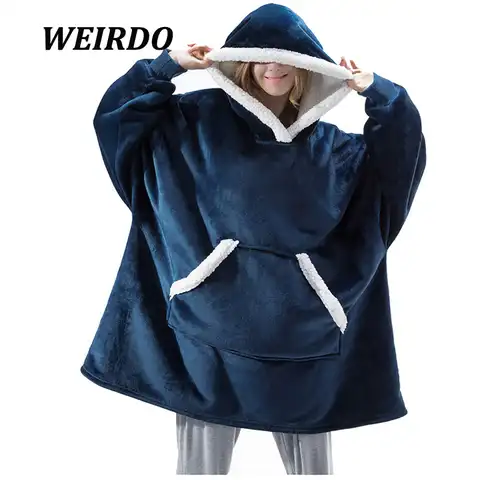 Blanket with Sleeves Women Oversized Hoodie Fleece Warm Hoodies Sweatshirts Giant TV Blanket Women Hoody Robe Casaco Feminino