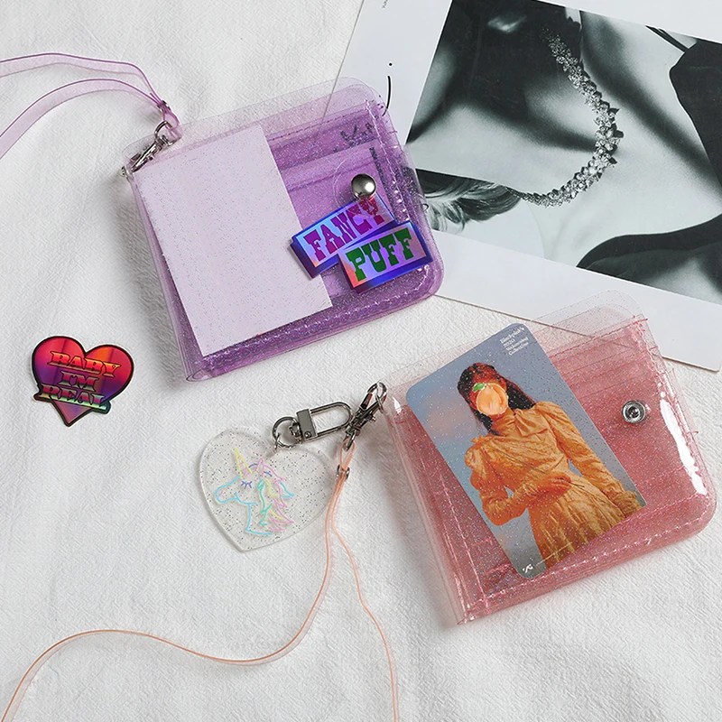 PVC Transparent Waterproof Small Credit Card Purse Business ID Mini Photo Card Holder Pouch for Gift Fashion Girls Card Wallet