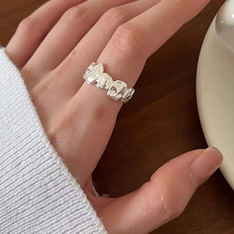 

Real 925 Sterling Silver Irregular Rings For Women Fine Jewelry 2022 MInimalist Woman's Ring Silver 925 Gifts Accessories