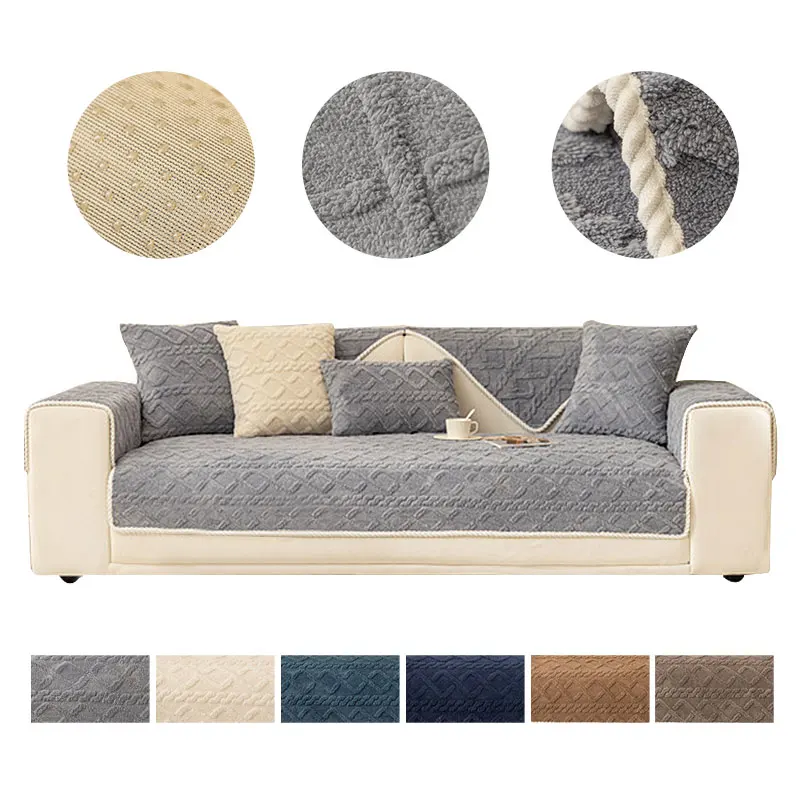 

Thicken Sofa Covers for Living Room Dustproof Couch Covers Flannel Sofa Cushion Towel Seat Cover Adjustable Furniture Protector