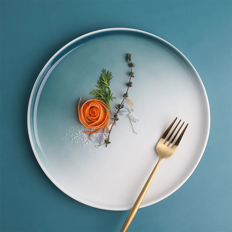 Керамические обеденные тарелки с градиентом в скандинавском стиле для стейков