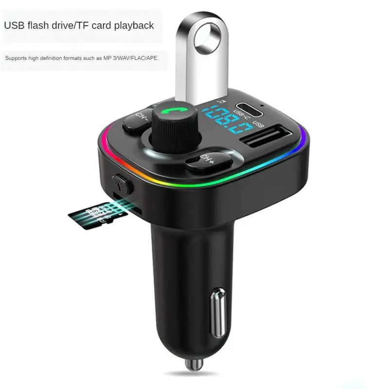 

Transmitter Bluetooth 5.0 Car Handsfree Audio Mp3 Player Adapter USB 22.5W Quick Charging Type-C Fast Charger FM Modulator