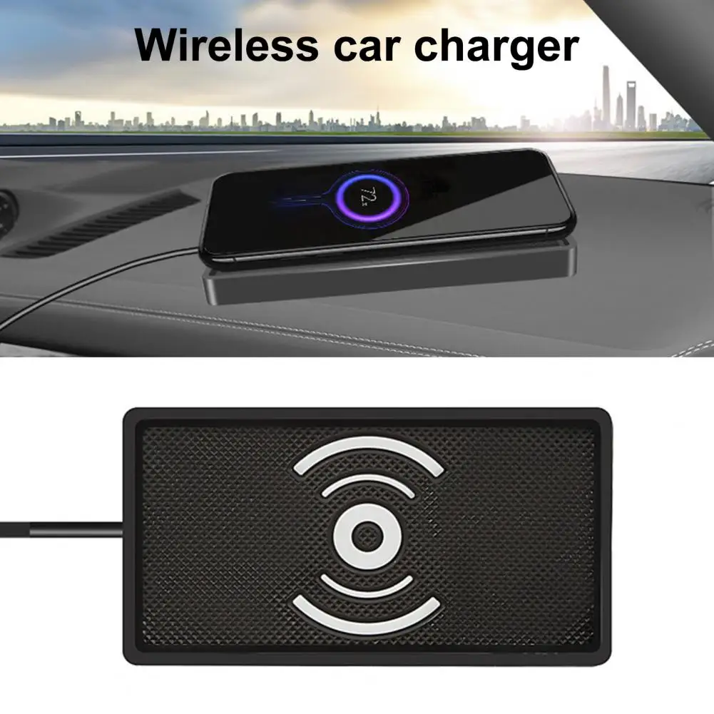 

Коврик для зарядки, устойчивое нескользящее зарядное устройство, портативный адаптер, удобное быстрое автомобильное беспроводное зарядно...