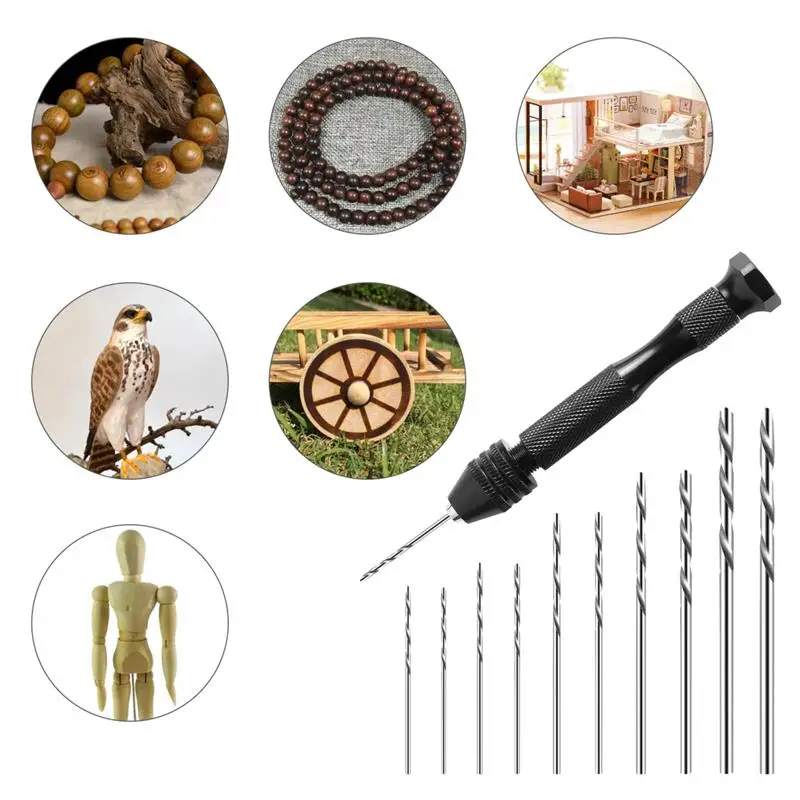 

Мини микро-алюминиевая ручная дрель с бесключевым патроном, сверло из быстрорежущей стали, деревообрабатывающее сверло, вращающиеся инстр...