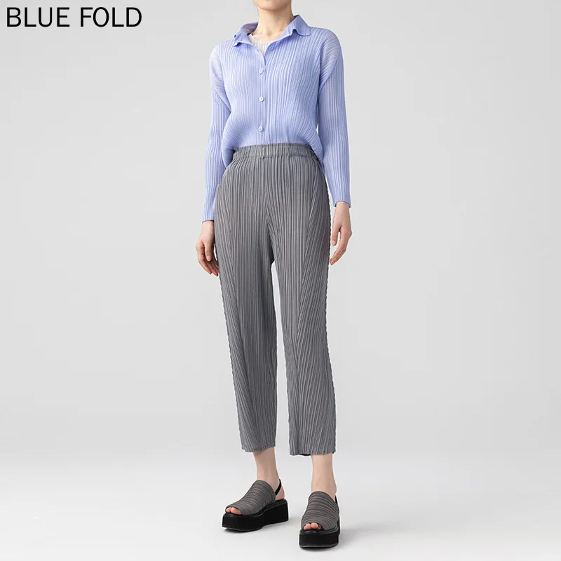 MIYAKE-Тонкие плиссированные брюки для женщин Повседневная одежда Маленькие