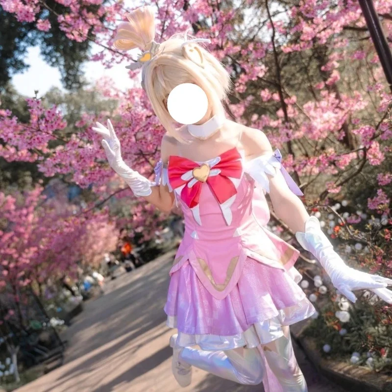 Фото Костюм для косплея Хоуп Джуно из игры Overwatch 2: многослойная юбка, брошь в виде сердца, рукава с открытыми плечами, стиль лолита. №1
