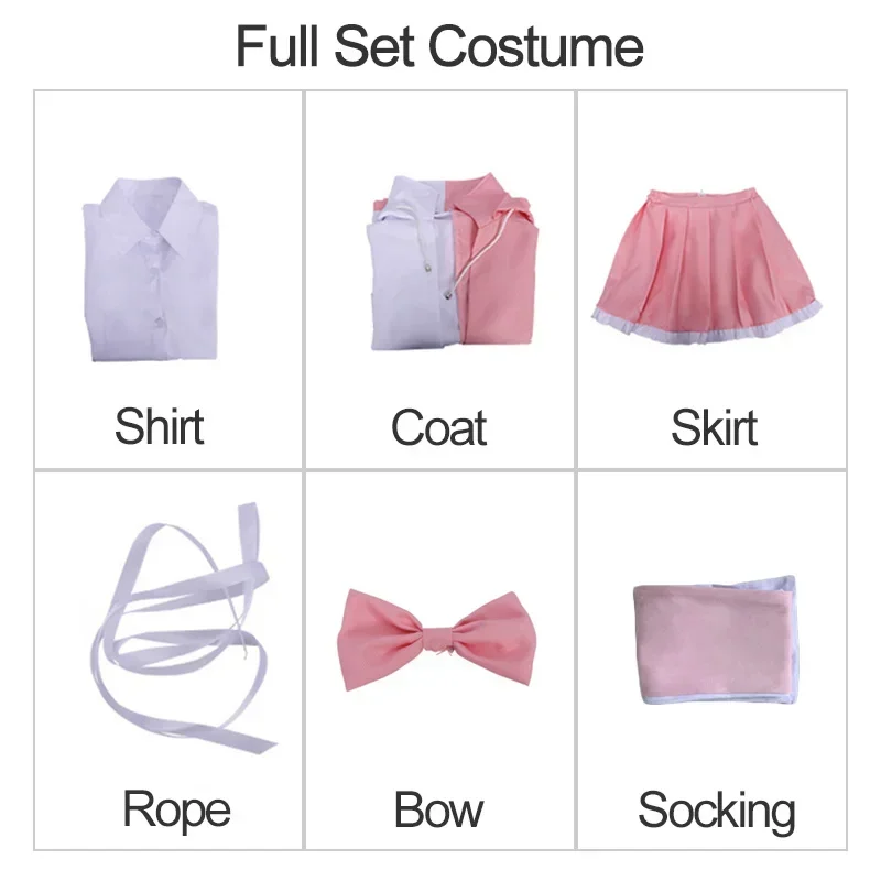 Danganronpa2 Monomi Косплей Костюм Dangan Ronpa Униформа Школьная Юбка С Капюшоном Розовым
