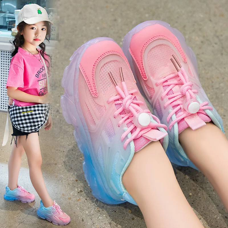 Fashion Kids Casual Shoes for Toddlers Girls Tennis 4-9Y Pink Children Sneakers Size 22-37#,Summer Breathable Mesh SJ-198