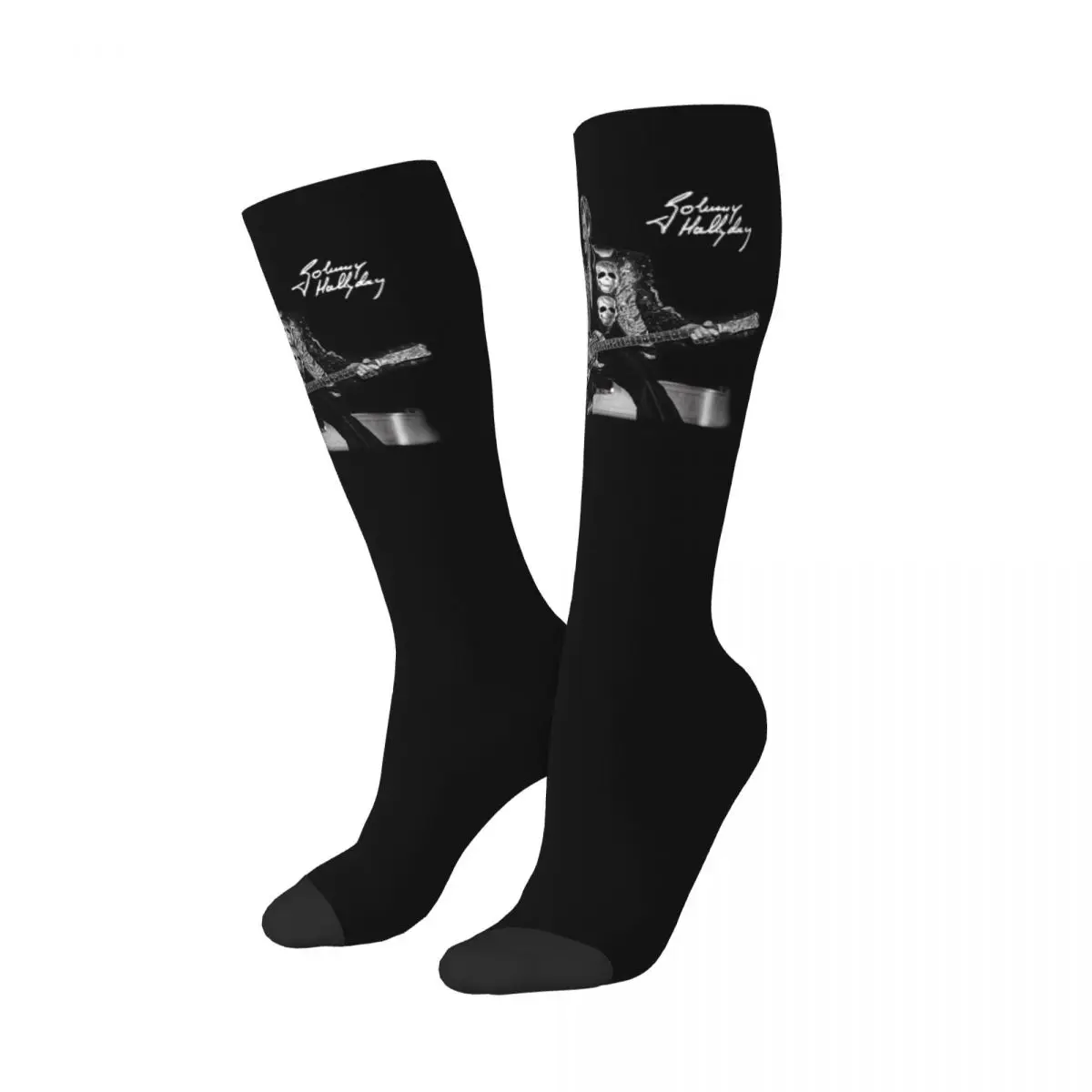 

Классные носки с принтом Джонни Хелли для женщин, эластичные спортивные чулки до бедра для девочек, чулки для музыки во французском стиле, певицы, рок