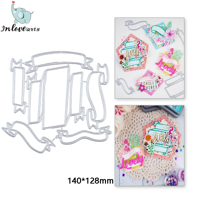 

InLoveArts Banner Set Metal Cutting Dies Diy Label Frame Scrapbooking Photo Album Decorative Embossing PaperCard Crafts Die Cuts