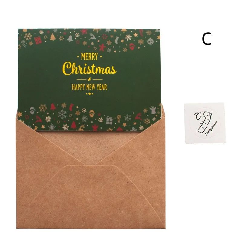 1/6 шт., Новогодние поздравительные открытки с конвертами и наклейками открытки раскраски с наклейками l o l яркий праздник