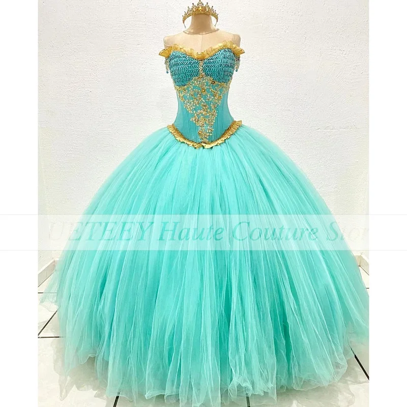 

New Sweet Quinceanera Dress Ball Gown 16 Girl Beading Strapless Pleat Princess Gowns Birthday Prom Dresses Vestidos De 15 Años