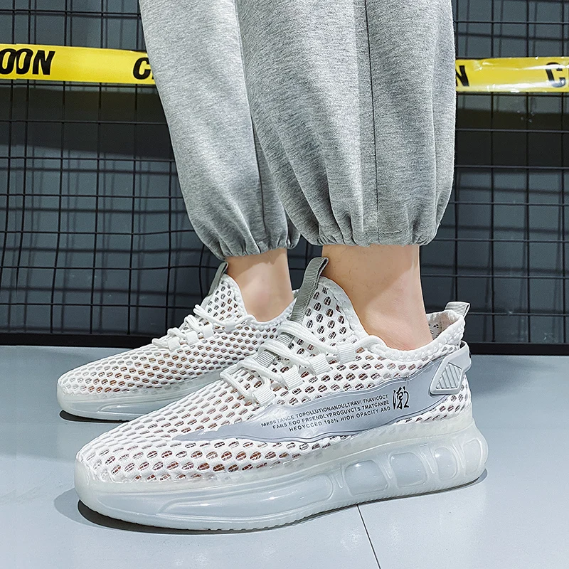 White Men's Sneakers High Quality Shoes For Men Mesh Breathable Summer Casual Walking Sneaker Tenis Zapatillas Hombre